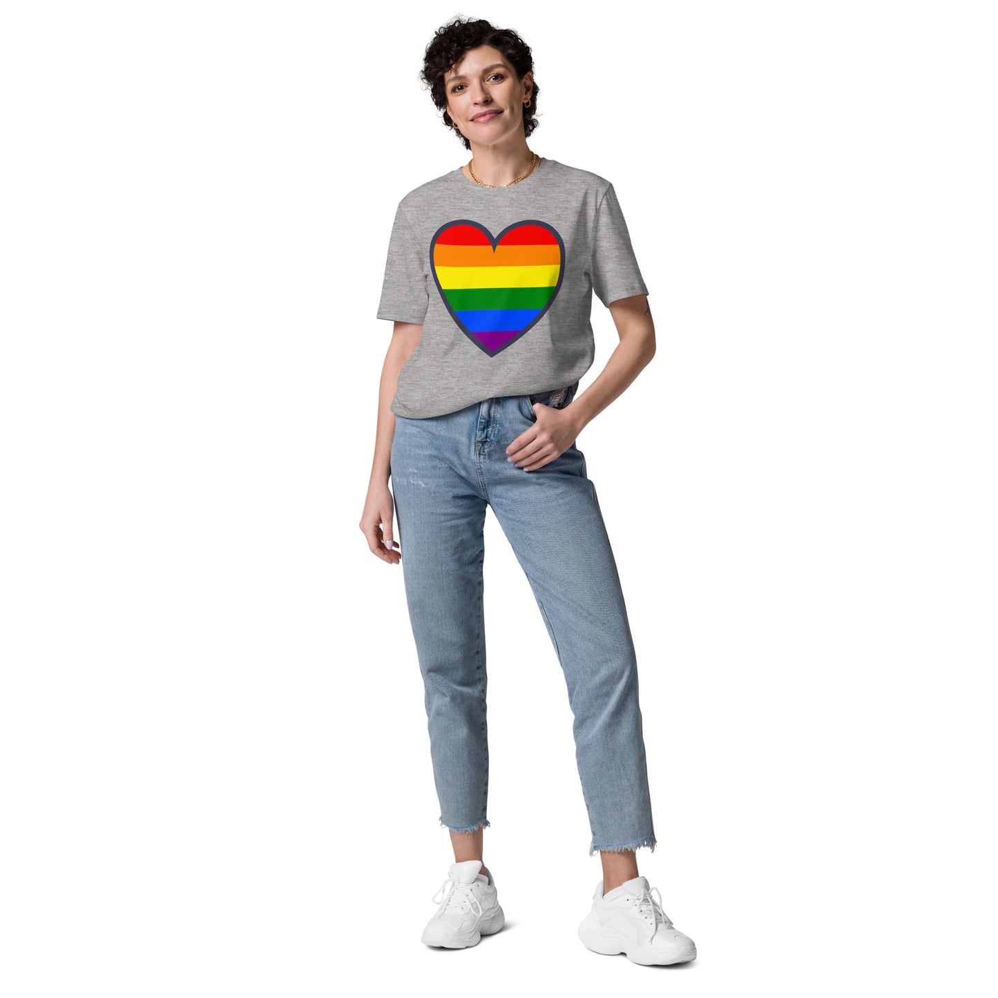 Unisex Rainbow Organic Cotton T-Shirt - Love Heart Rainbow