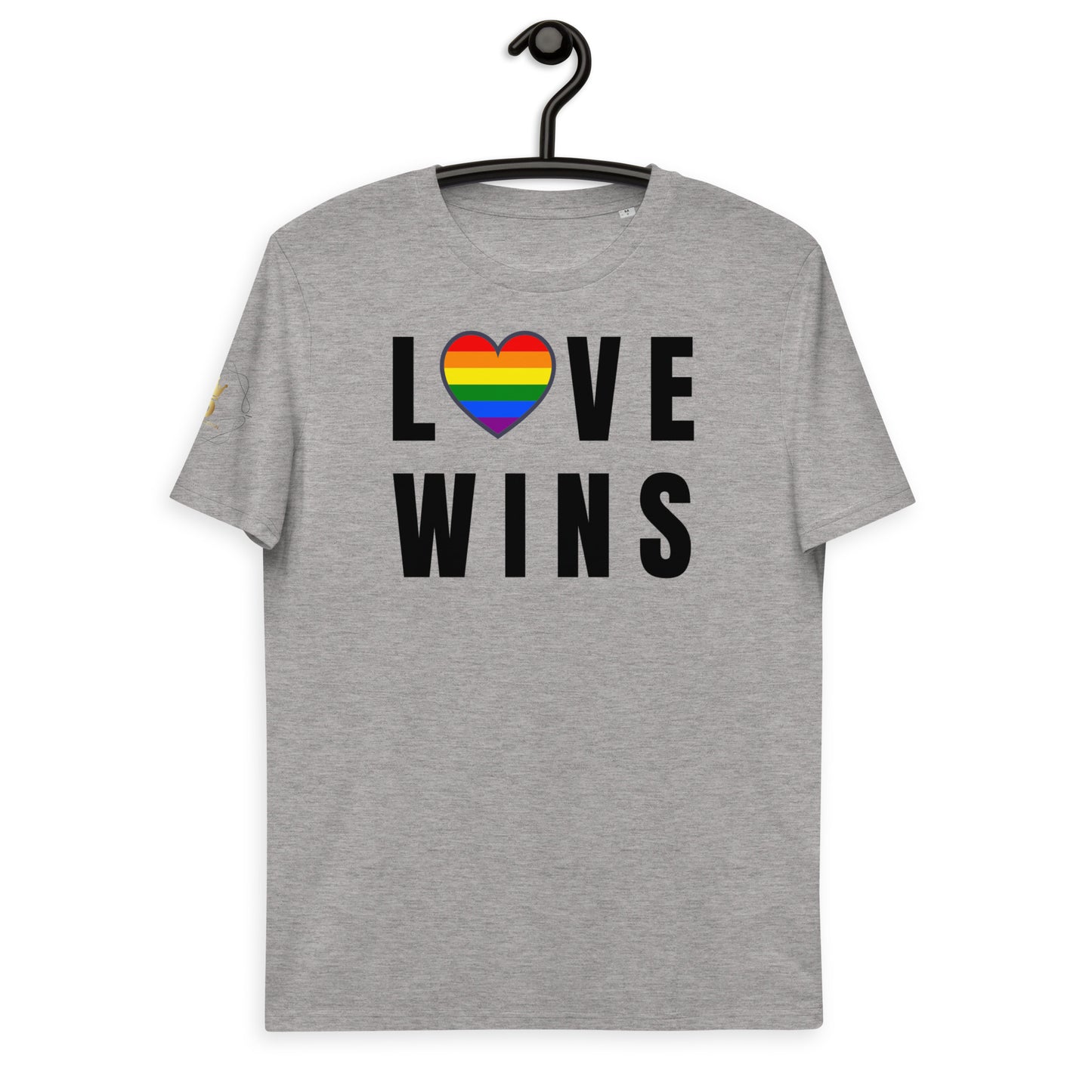 Unisex Rainbow Organic Cotton T-Shirt - Love Wins Rainbow Heart (black print)