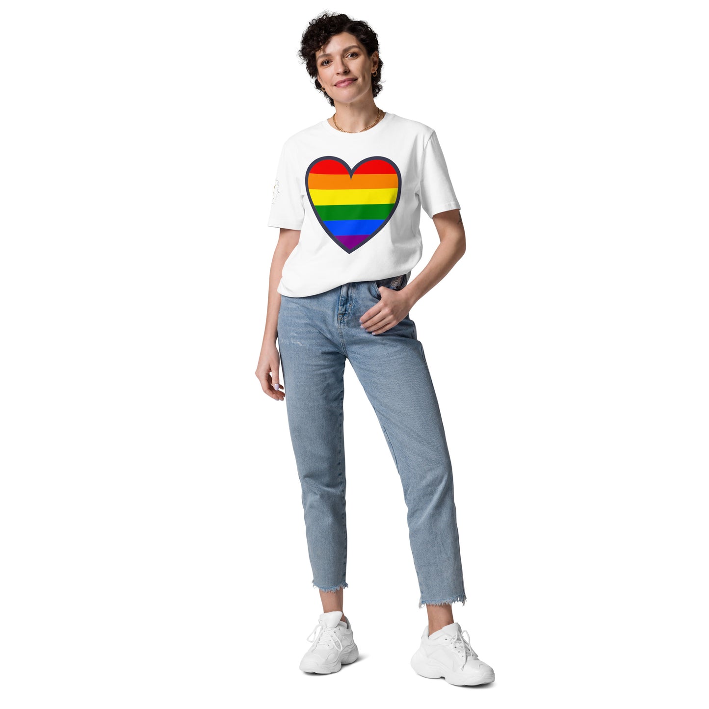 Unisex Rainbow Organic Cotton T-Shirt - Love Heart Rainbow