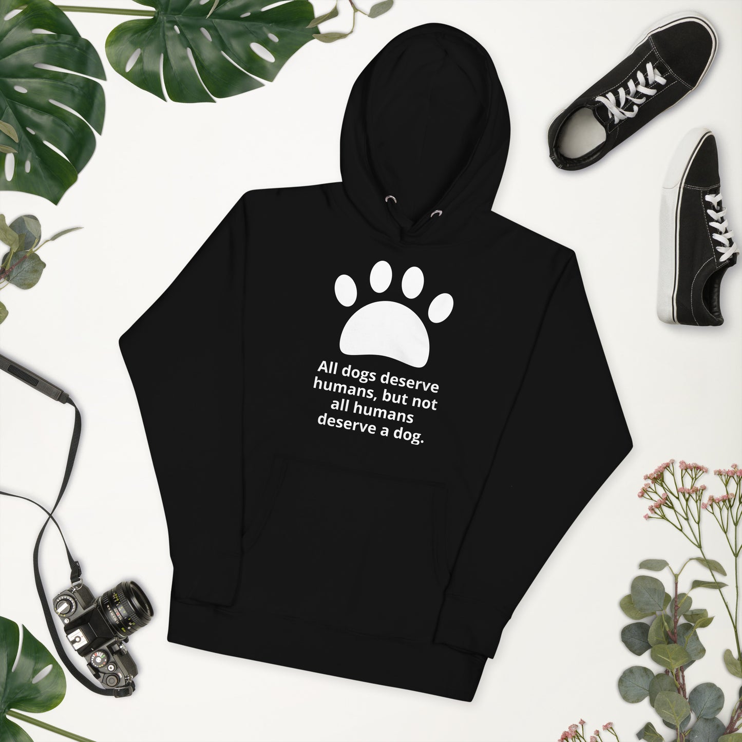 Unisex Dog Lover Hoodie - Paw Print (white print)