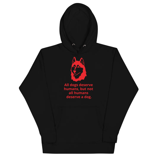 Unisex Dog Lover Hoodie - Husky (red print)