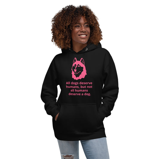 Unisex Dog Lover Hoodie - Husky (pink print)