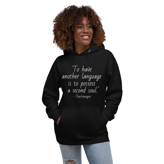 Unisex Quote Hoodie - Charlemagne (white print)