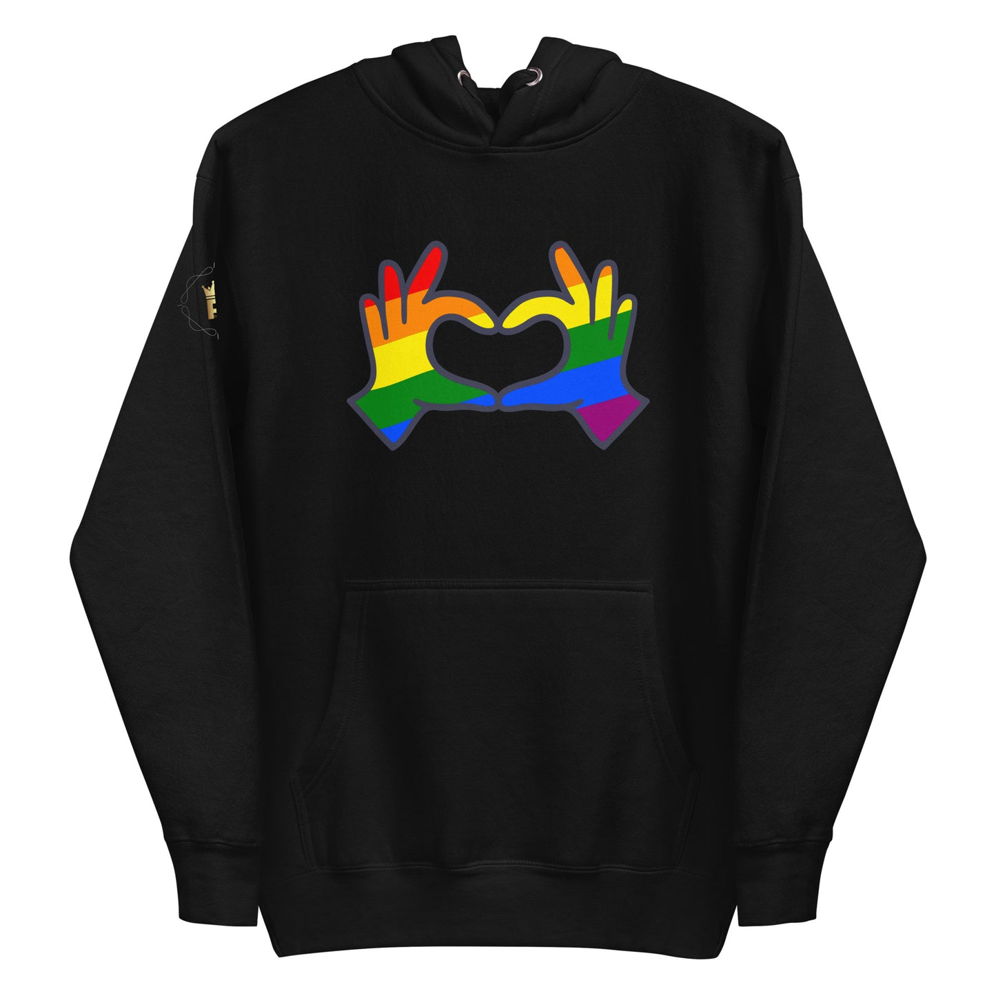 Unisex Rainbow Hoodie - Love Hand Heart Rainbow