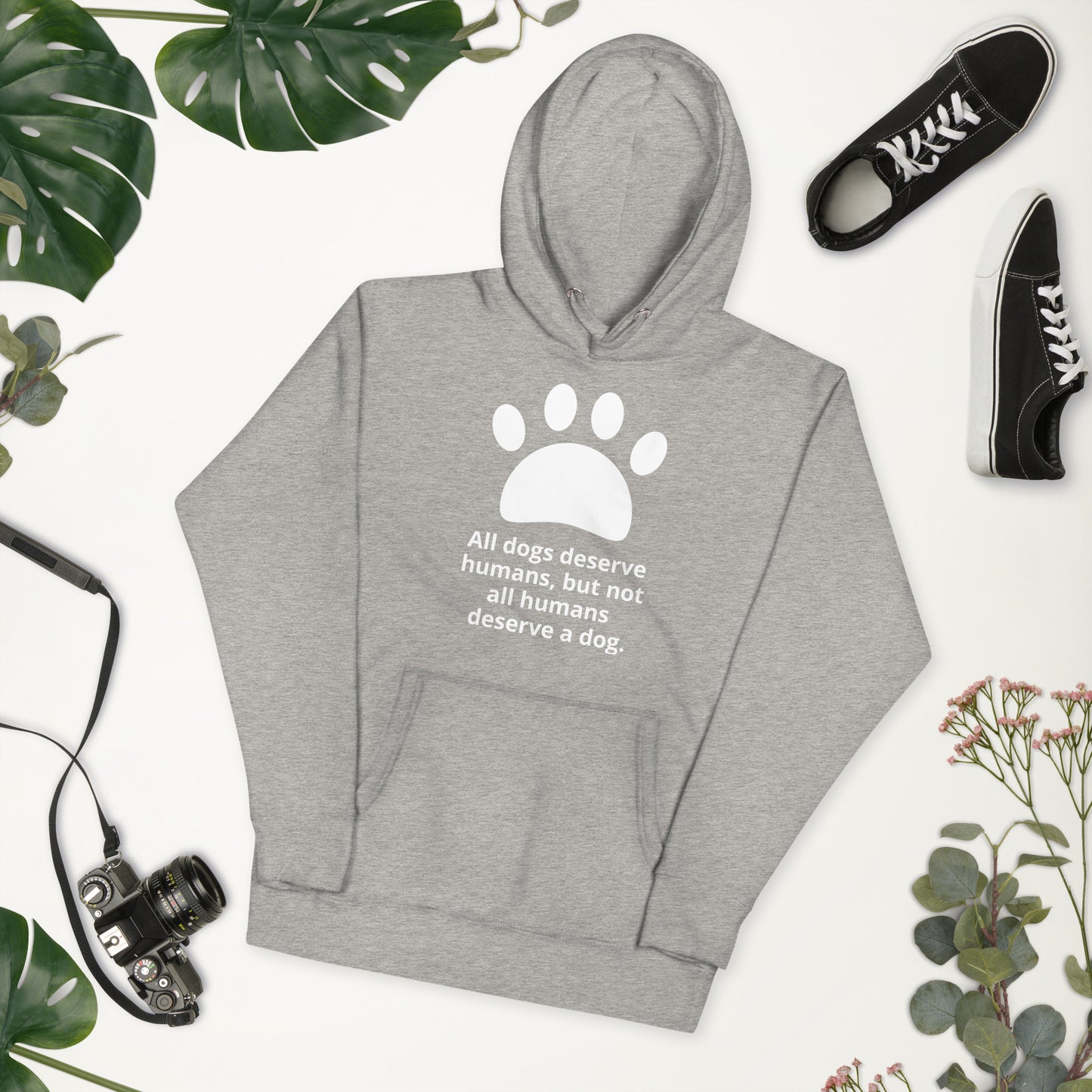 Unisex Dog Lover Hoodie - Paw Print (white print)