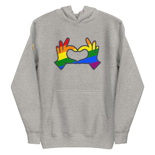 Unisex Rainbow Hoodie - Love Hand Heart Rainbow