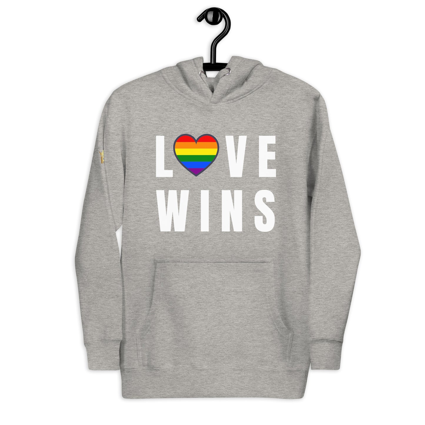 Unisex Rainbow Hoodie - Love Wins Rainbow Heart (white print)