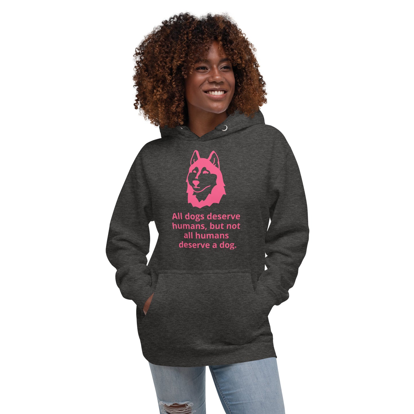 Unisex Dog Lover Hoodie - Husky (pink print)