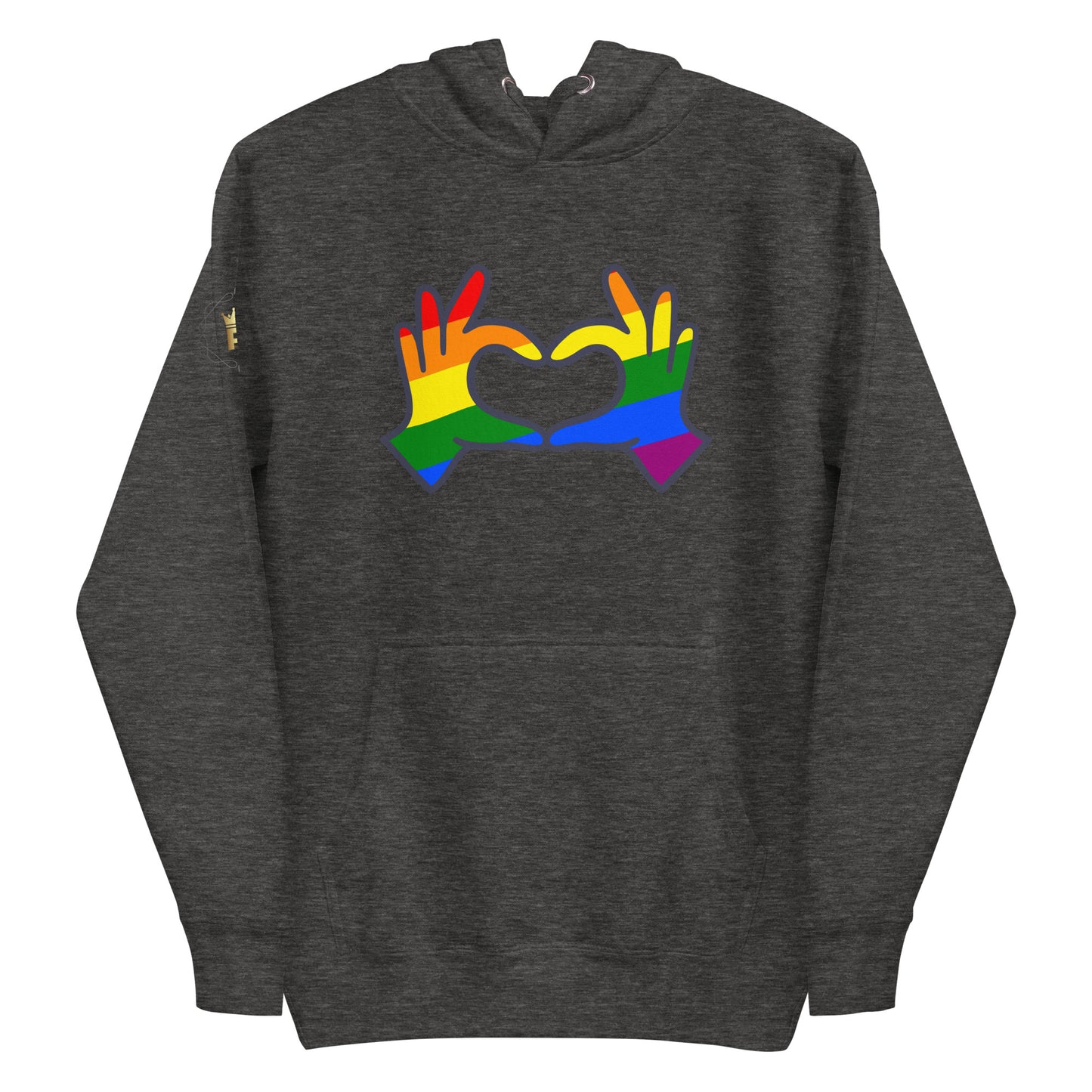 Unisex Rainbow Hoodie - Love Hand Heart Rainbow