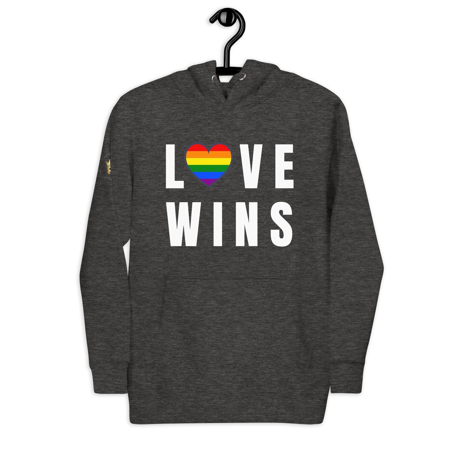 Unisex Rainbow Hoodie - Love Wins Rainbow Heart (white print)