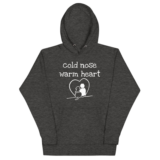 Unisex Dog Lover Hoodie - cold nose warm heart - man (white print)