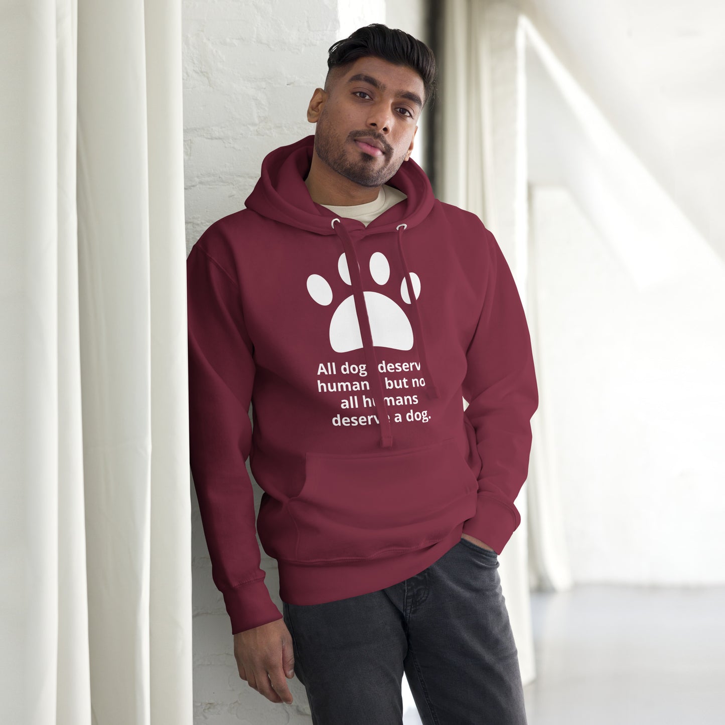 Unisex Dog Lover Hoodie - Paw Print (white print)