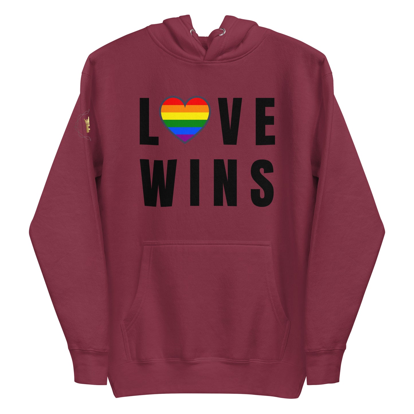 Unisex Rainbow Hoodie - Love Wins Rainbow Heart (black print)