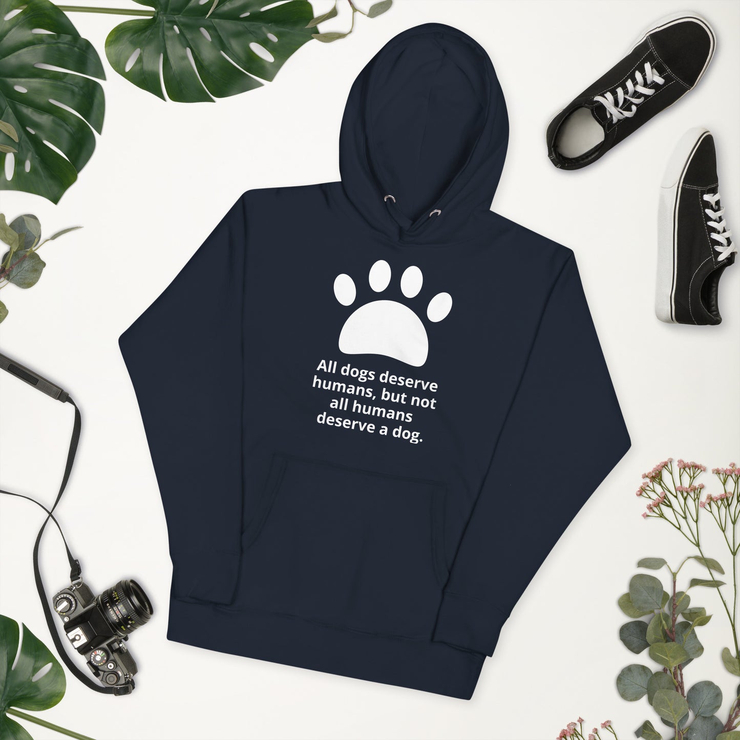 Unisex Dog Lover Hoodie - Paw Print (white print)