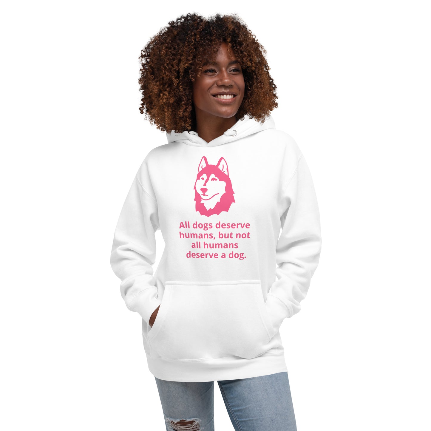 Unisex Dog Lover Hoodie - Husky (pink print)