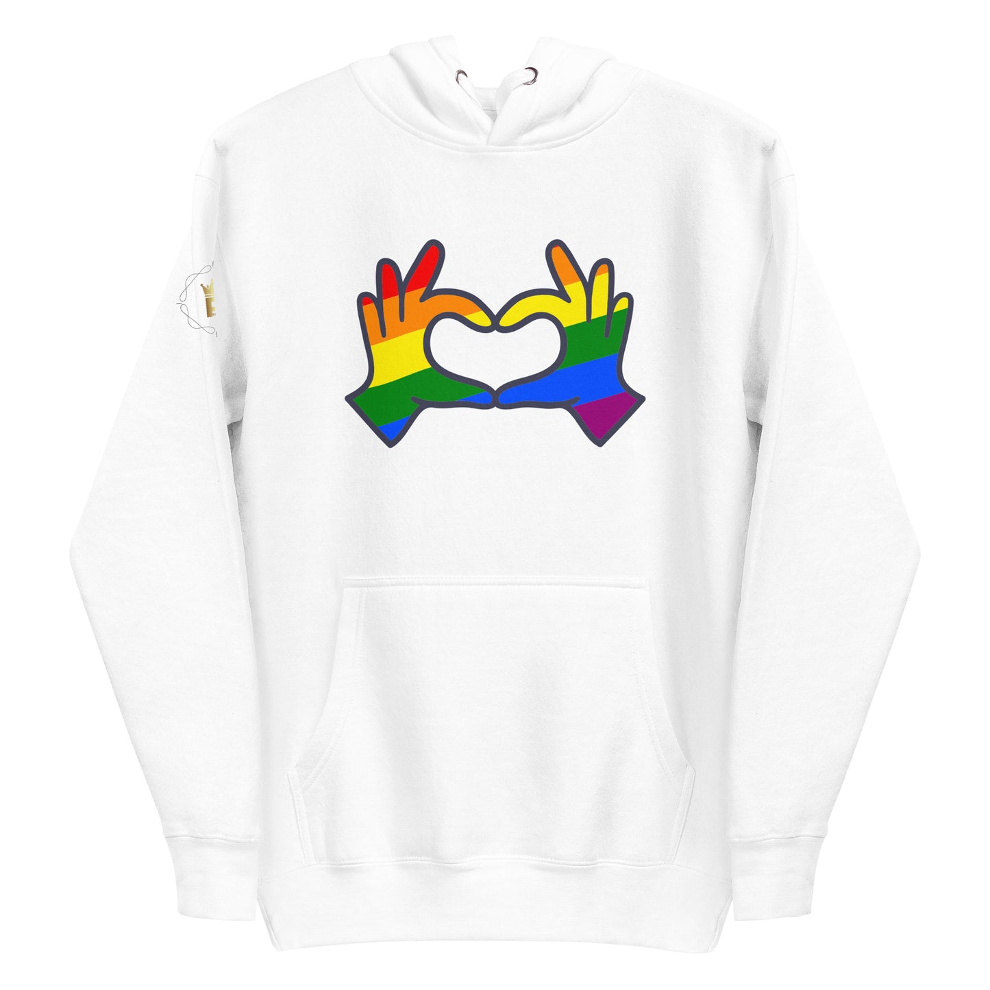 Unisex Rainbow Hoodie - Love Hand Heart Rainbow