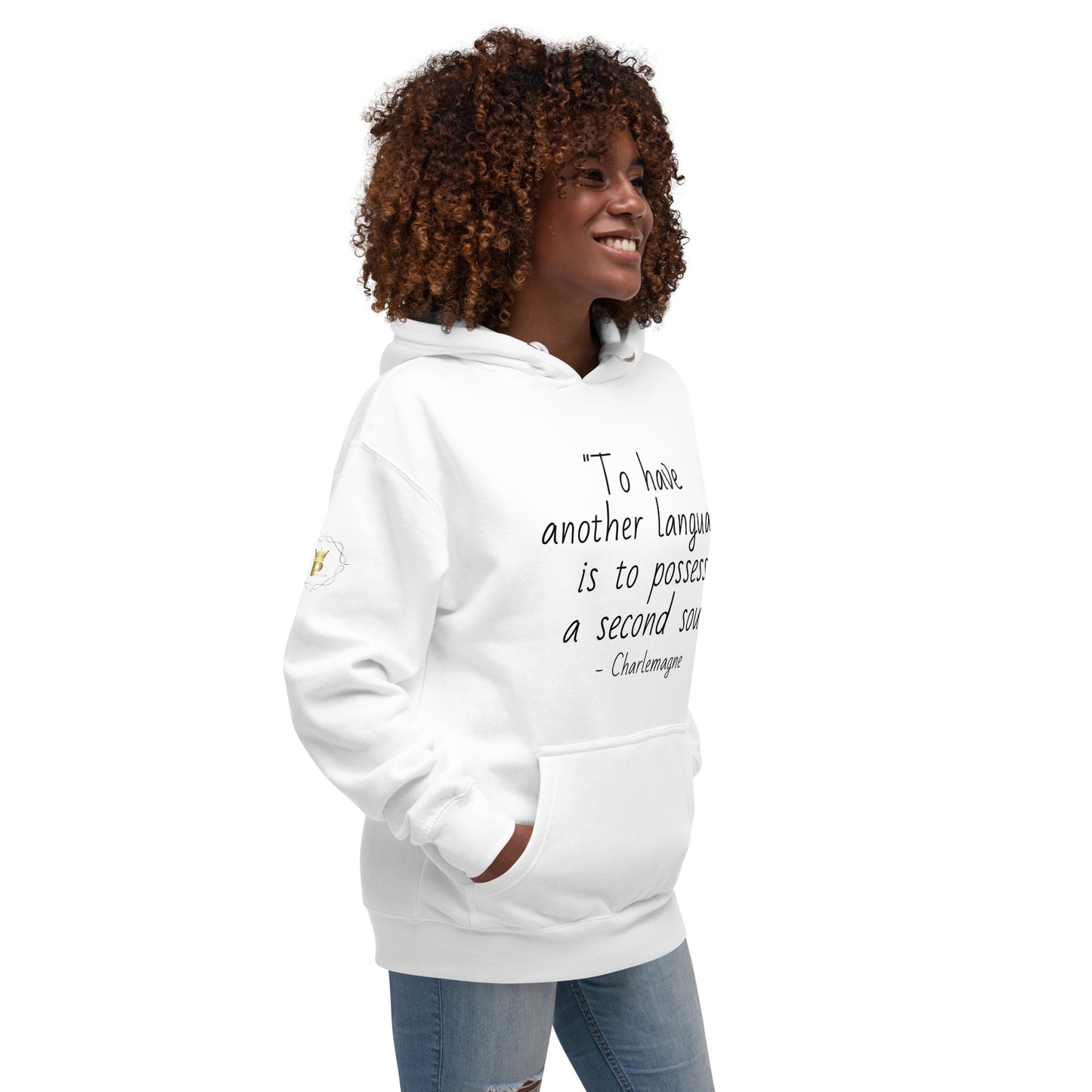 Unisex Quote Hoodie - Charlemagne (black print)